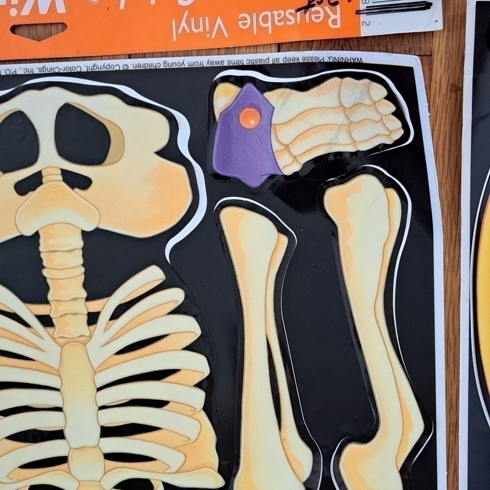 Vintage Halloween Window Clings Lot of 4 Sheets Witch Ghost Skeleton Pumpkin - Picture 12 of 16